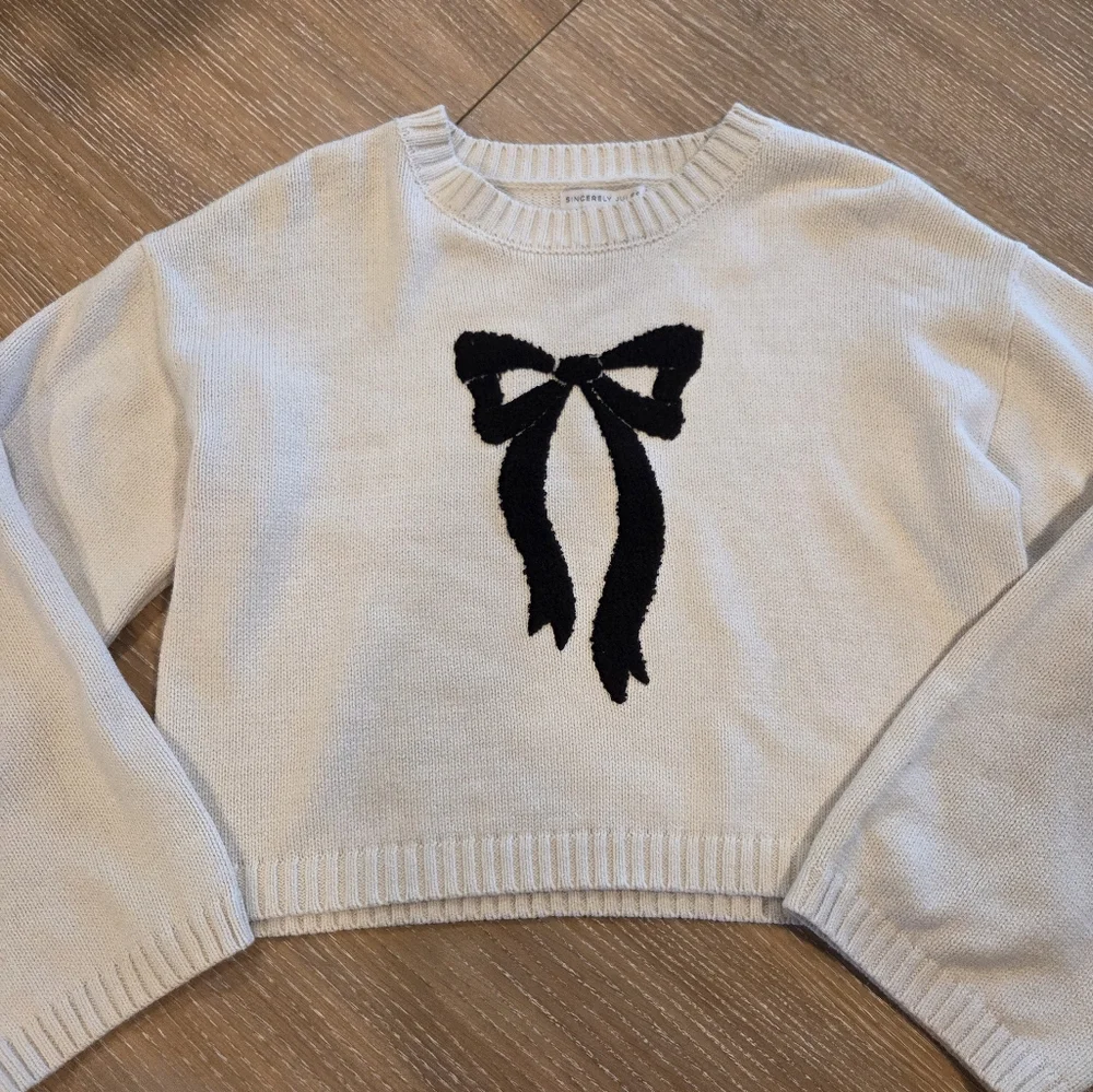 Sincerely Jules BOW Sweater Women's Long Sleeve Cream M - Picture 5 of 6